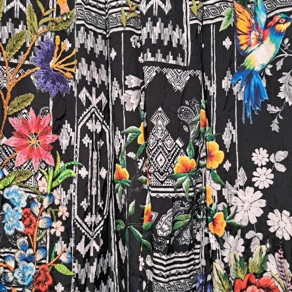 NWT Shana Wide Leg Capri Pants Womens Small Black Tropical Silky Pull On Resort - Picture 6 of 16